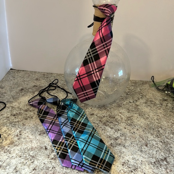 Other - Ties 10 inch attached elastic cord satin look and feel NWOT set of 4 unisex